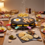 Appareil à raclette 8 poêlons grill crêpière Techwood