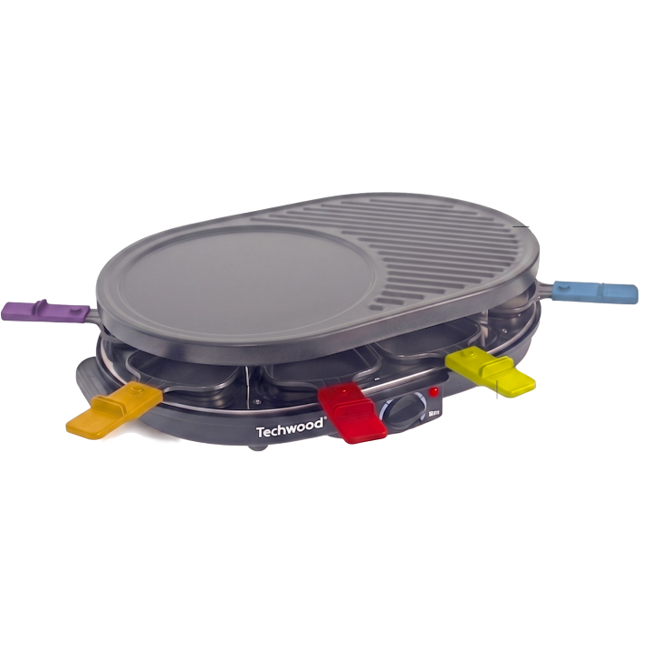 Appareil à raclette 8 poêlons grill crêpière Techwood
