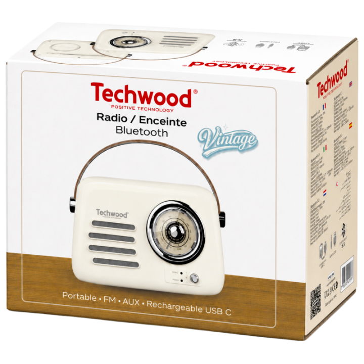 Radio FM Vintage & Enceinte Bluetooth - Techwood