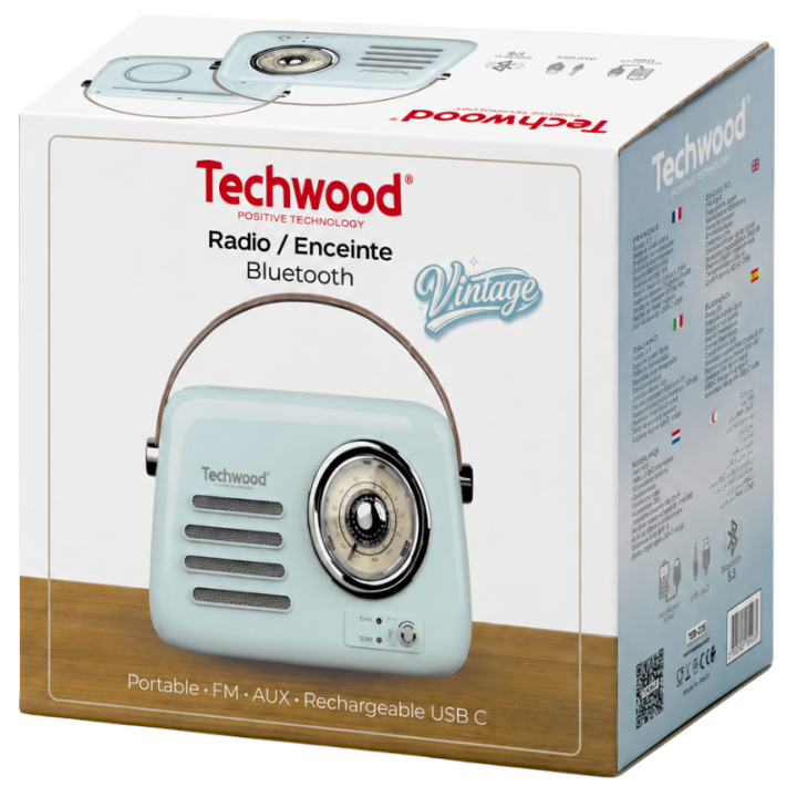Radio FM Vintage & Enceinte Bluetooth - Techwood