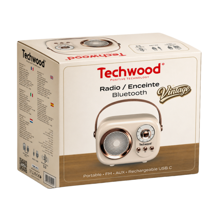Radio FM Vintage & Enceinte Bluetooth - Techwood