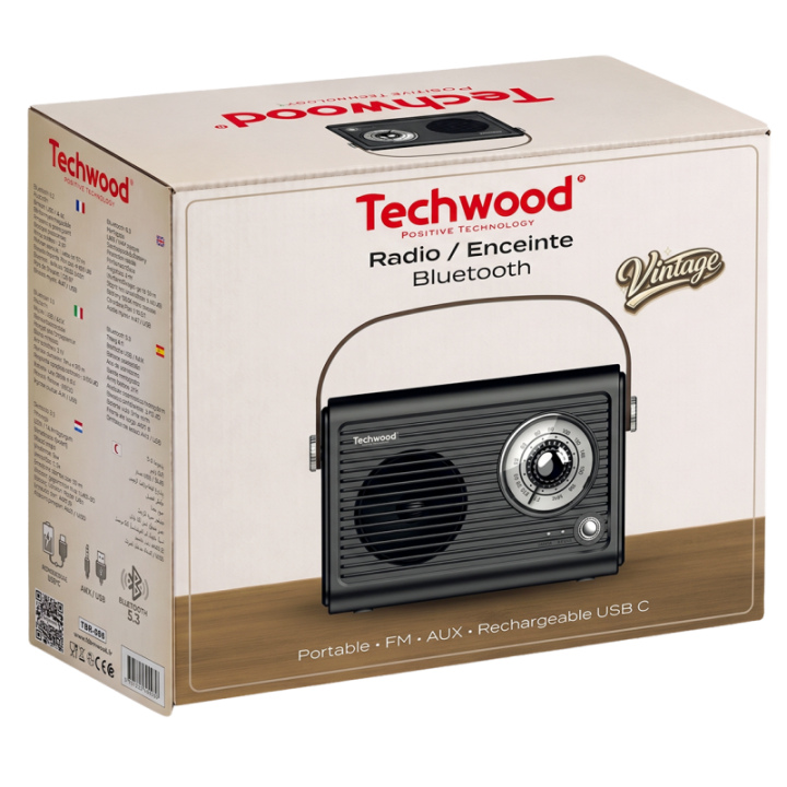 Radio FM Vintage & Enceinte Bluetooth - Techwood