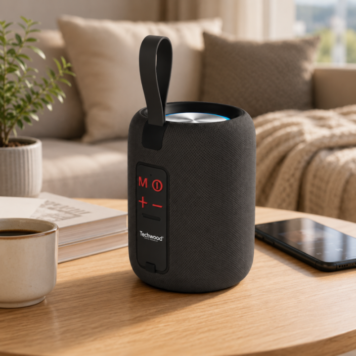 Enceinte Bluetooth Portable Techwood 8W - Radio FM & LED