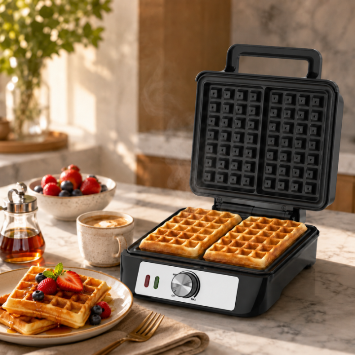 Gaufrier Techwood 1500W Inox | Température Réglable