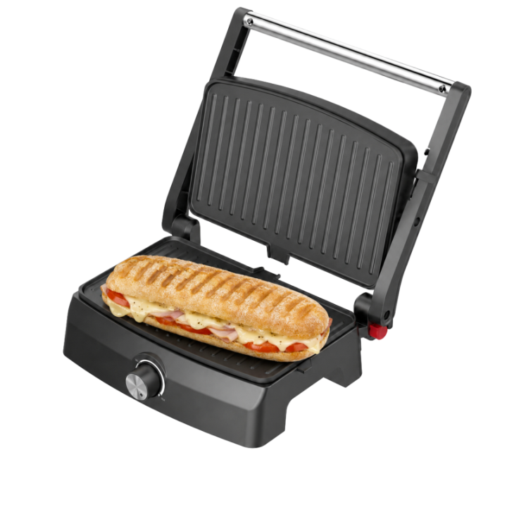 Grill Viande et Panini Techwood 1000W | Ouverture 180°