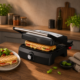 Grill Viande et Panini Techwood 1000W | Ouverture 180°