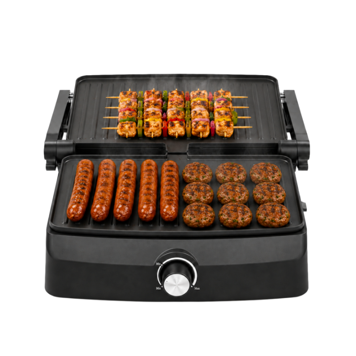 Grill Viande et Panini Techwood 1000W | Ouverture 180°