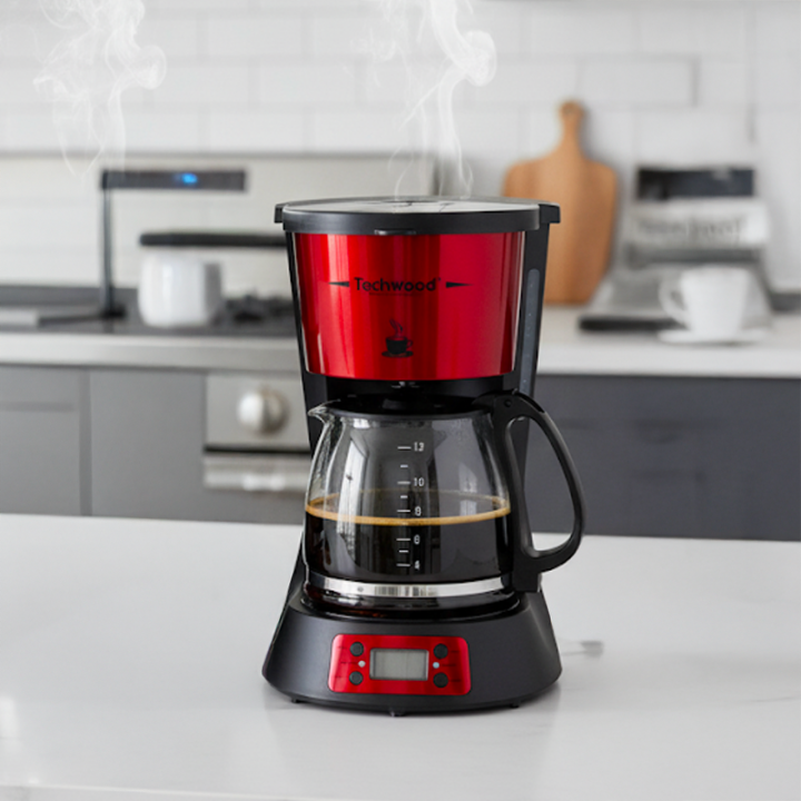 Cafetière Programmable Rouge 12 Tasses - Puissance 1000W
