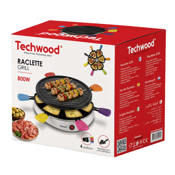 Appareil à Raclette 6 Personnes Techwood 800W | Grill