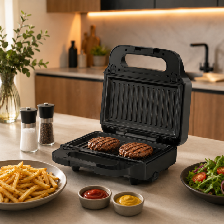 Appareil 3-en-1 Techwood Inox : Gaufrier, Croque et Grill