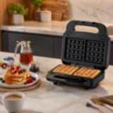 Appareil 3-en-1 Techwood Inox : Gaufrier, Croque et Grill