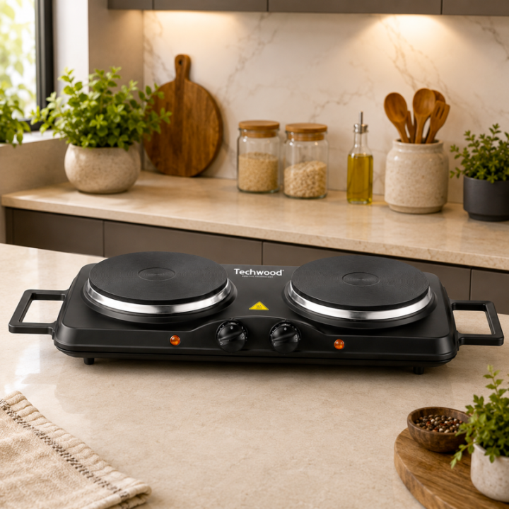 Plaque Électrique 2 Feux Techwood 2500W | Réchaud Compact