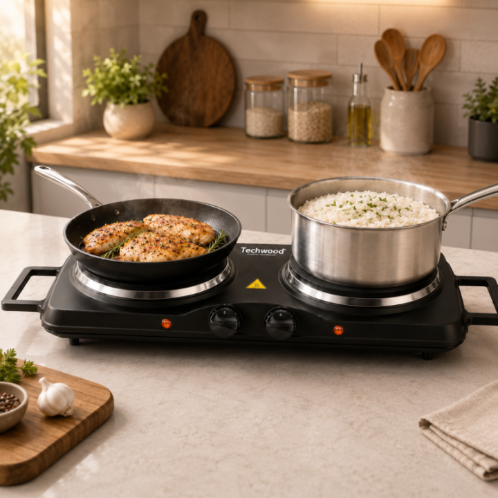 Plaque Électrique 2 Feux Techwood 2500W | Réchaud Compact