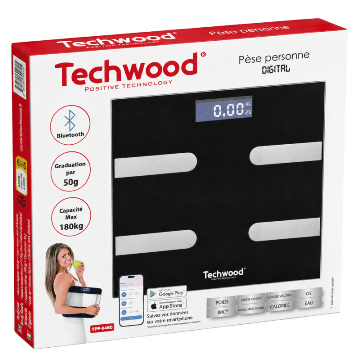 Pèse-Personne Connecté Techwood | Impédancemètre 50g