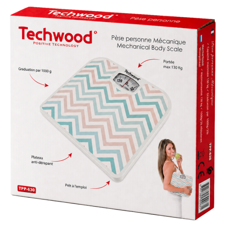 Pèse-Personne Mécanique Techwood 130kg | Sans Pile