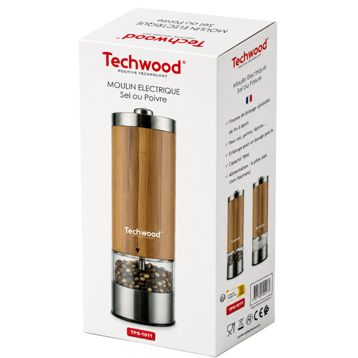 Moulin Électrique Sel et Poivre Techwood | Broyeur Épices