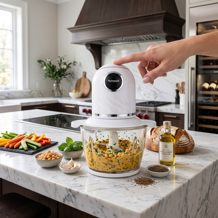 Mini hachoir 800 mL, 4 lames inox, 300 W | Techwood
