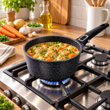 Casserole 18 cm Effet Pierre | Manche Amovible & Induction