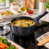 Casserole 18 cm Effet Pierre | Manche Amovible & Induction