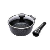 Casserole 18 cm Effet Pierre | Manche Amovible & Induction