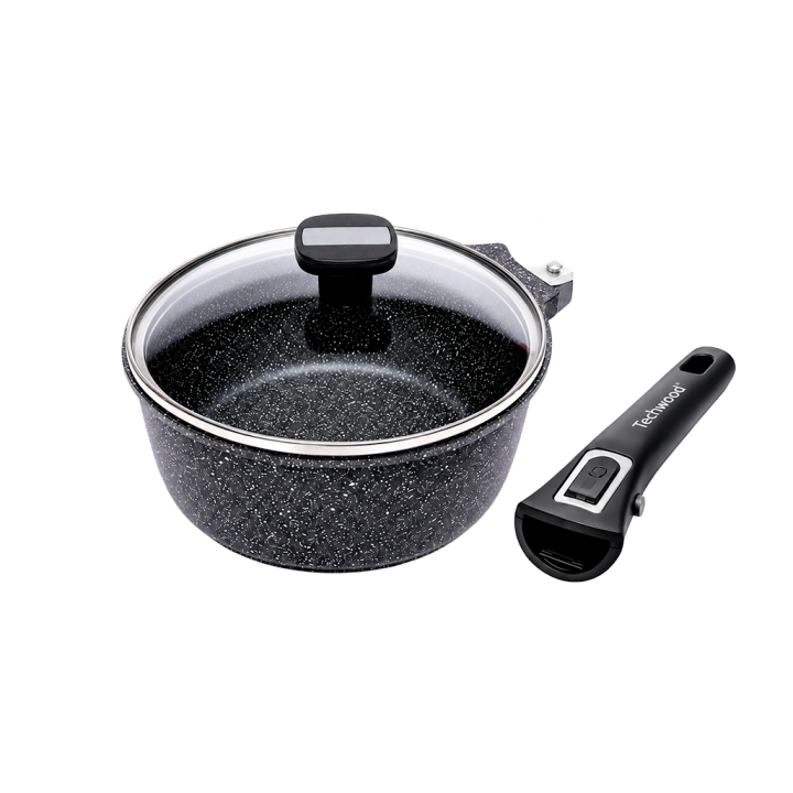 Casserole 18 cm Effet Pierre | Manche Amovible & Induction
