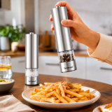 Moulin Électrique Inox Techwood 30ml | Sel, Poivre & Épices