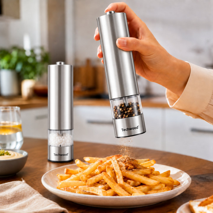 Moulin Électrique Inox Techwood 30ml | Sel, Poivre & Épices