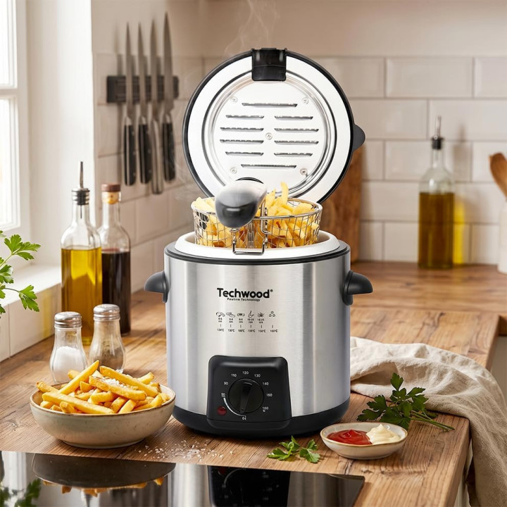 Friteuse et Appareil à Fondue 2-en-1 Techwood Inox | 1L