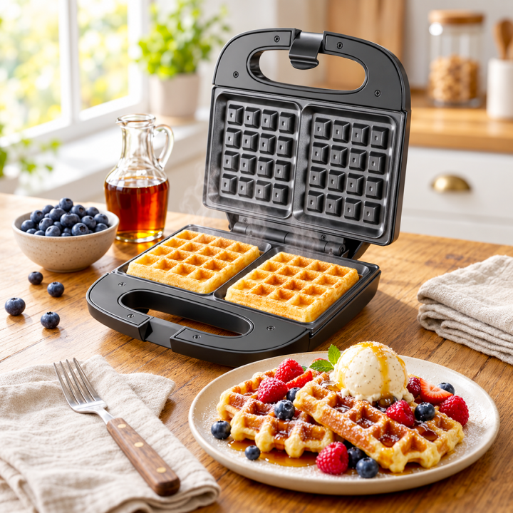 Gaufrier Électrique Techwood 800W | Cuisson 2 Gaufres