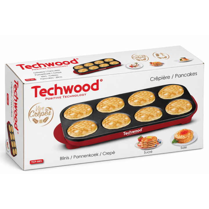 Crêpière 8 empreintes et pancakes 1500 W | Techwood