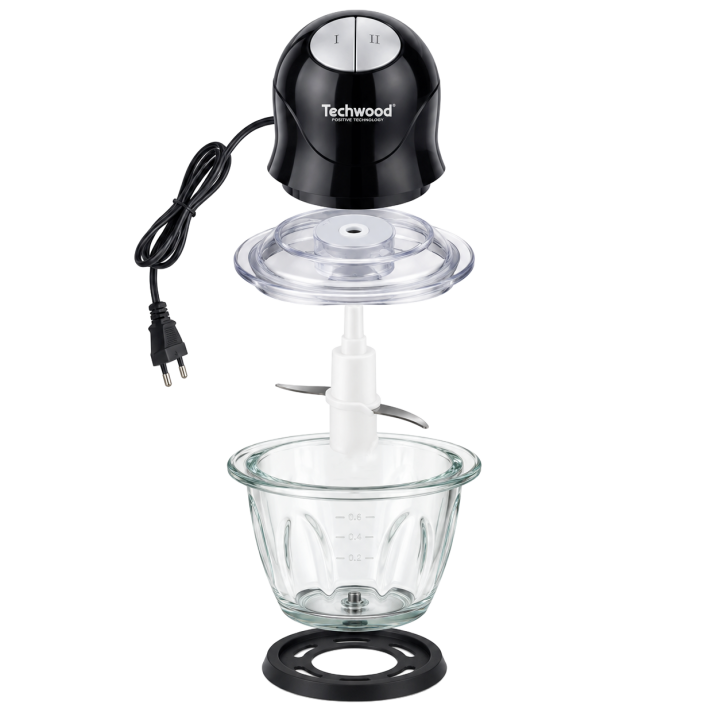 Mini Hachoir Électrique Bol Verre 600ml Techwood | 400W