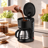 Cafetière Électrique 1,25L - 10/12 Tasses - Système Anti-Gouttes 750W