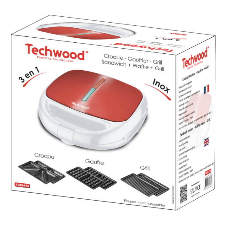 Waffle / Croque / Grill maker INOX Red