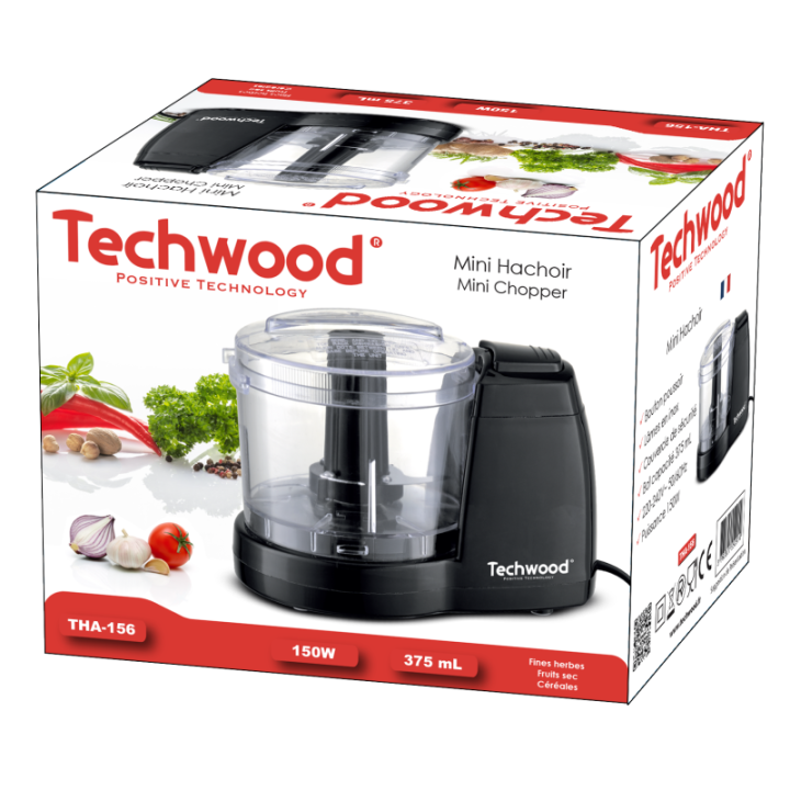 Mini-hachoir 150W compact – Lames inox & bouton poussoir