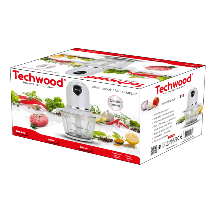 Mini Chopper 800mL - 300W - 4 Stainless Steel Blades