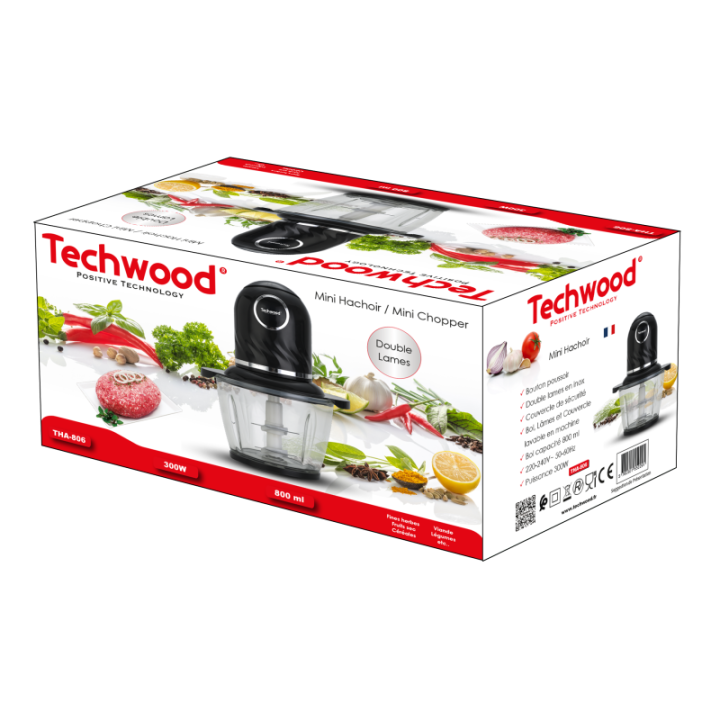 Mini Chopper 800mL - 300W - 4 Stainless Steel Blades