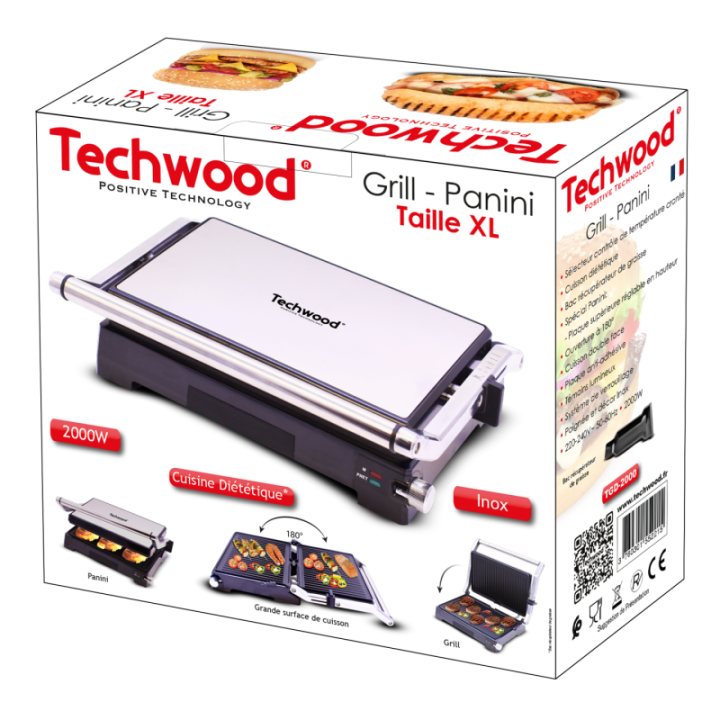 Meat Grill - INOX- 180° / 2000W