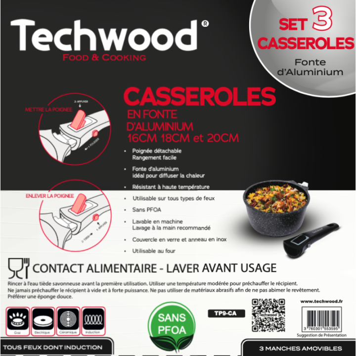 Set of 3 Casseroles - 16-18-20cm