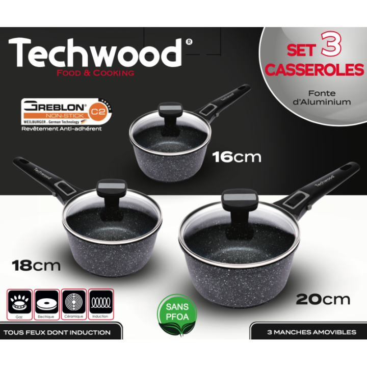 Set of 3 Casseroles - 16-18-20cm
