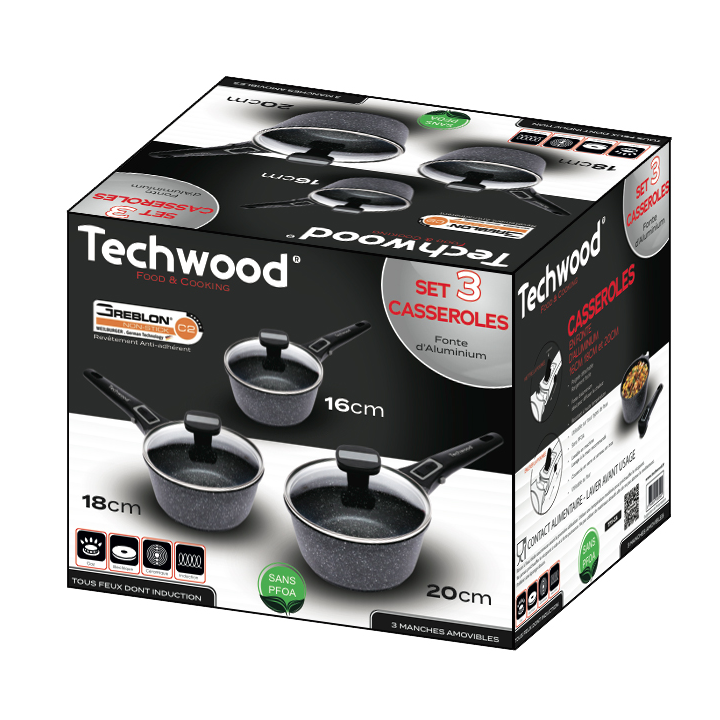 Set of 3 Casseroles - 16-18-20cm
