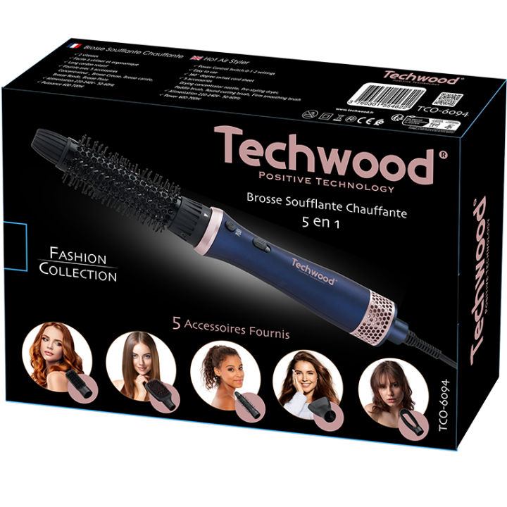 Brosse Soufflante Chauffante 5 en 1 - 700W | Techwood