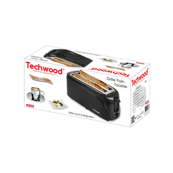 Grille-pain 2 Longues Fentes Larges - 1300W - Brunissage Réglable