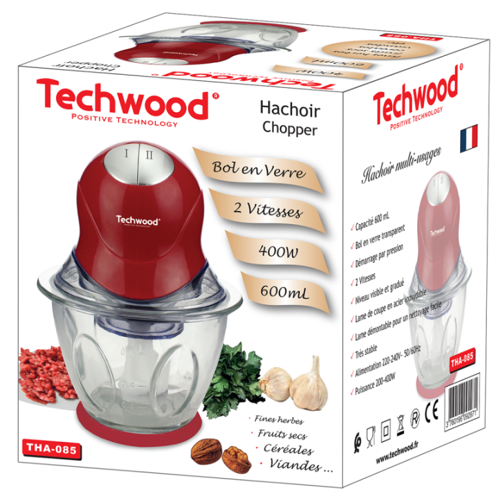 Mini glass bowl chopper 600 mL - 400W