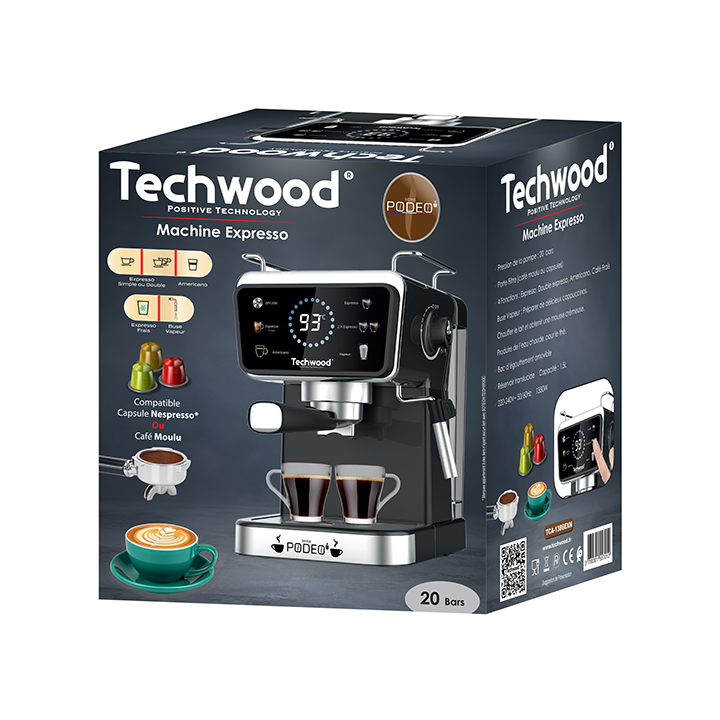 Machine Expresso 20 Bars Polyvalente | Café Moulu & Capsules | 1350W