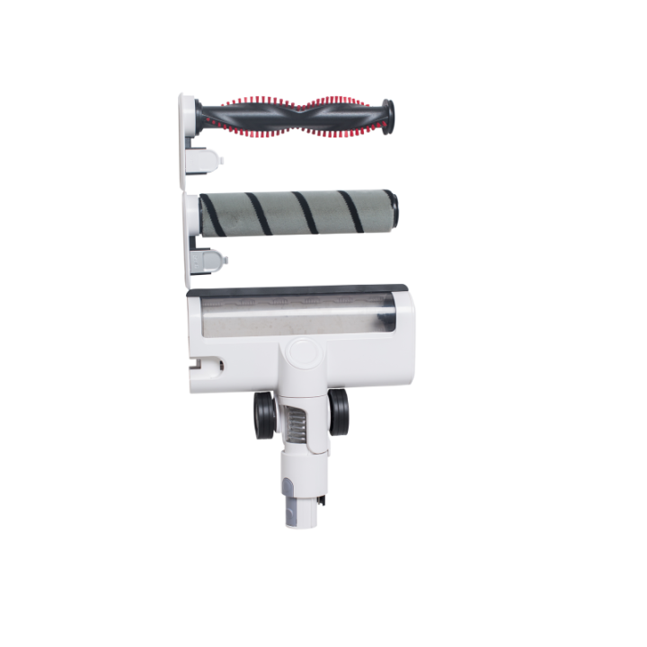 Upright vacuum cleaner with charging and cleaning station