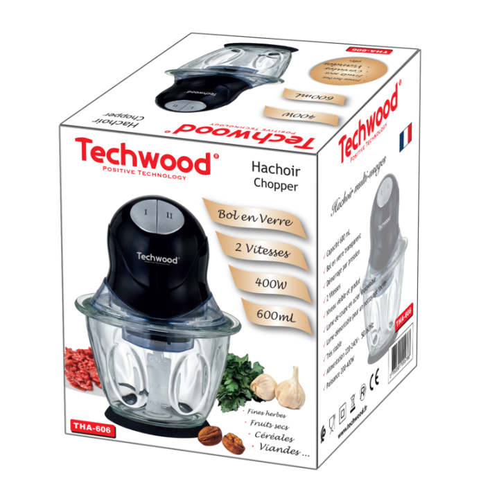 Mini glass bowl chopper 600 mL - 400W