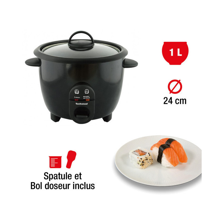 Cuiseur à Riz Techwood 1L – Cuve Amovible Anti-Adhérente & Maintien au Chaud