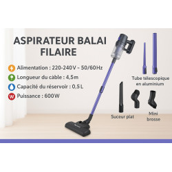 Aspirateur Balai Filaire 2 en 1