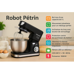 Robot Pétrin 5L - 1000W