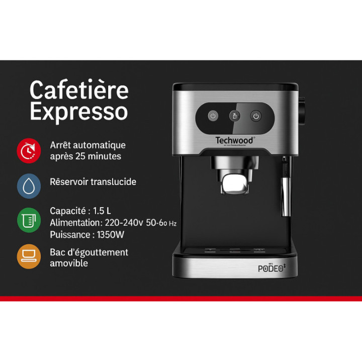 Machine à Café Multi-Capsules & Moulu 20 Bars - Buse Vapeur 1350W